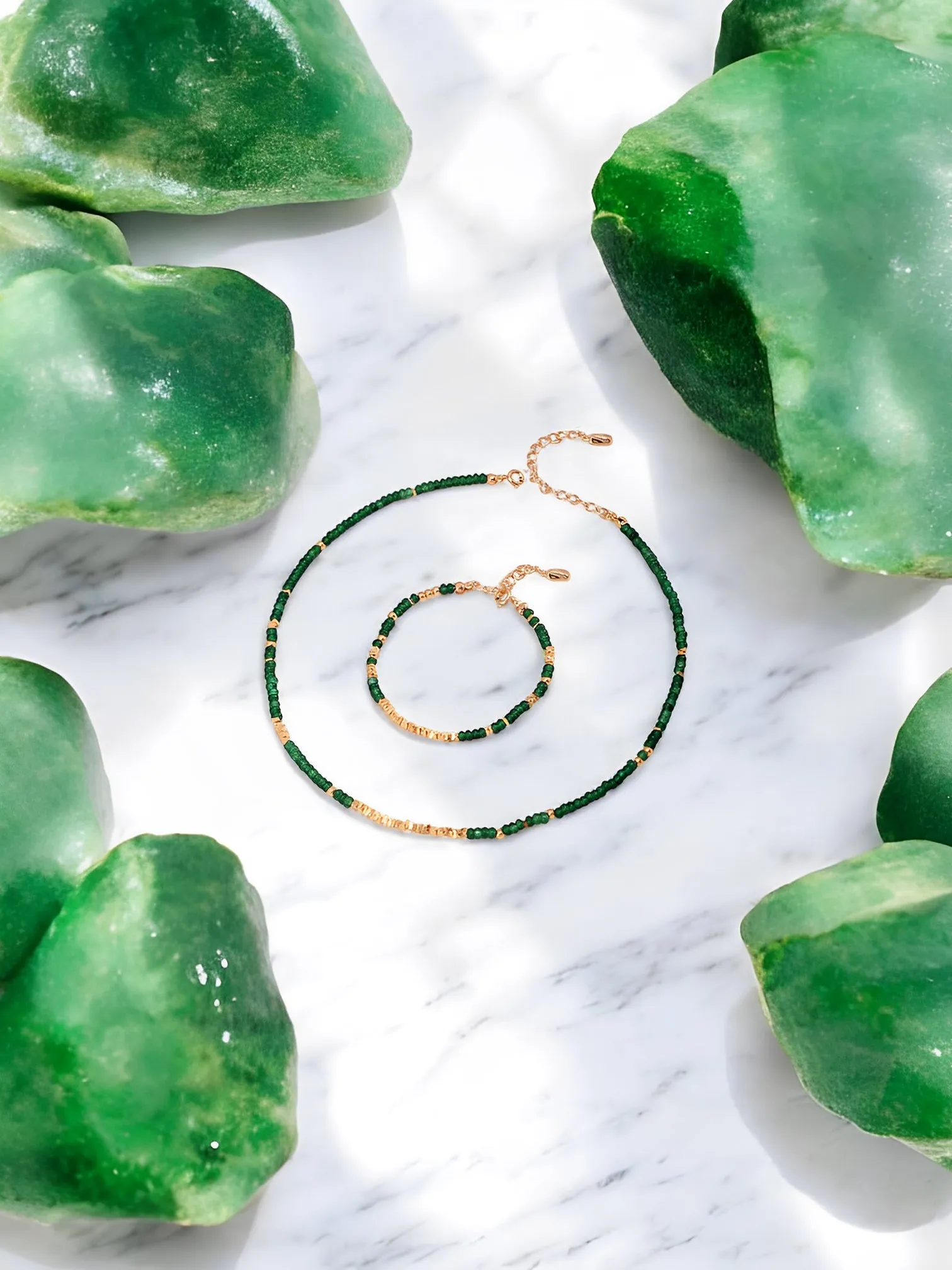 Emilia - Synthetic Emerald Beaded Necklace