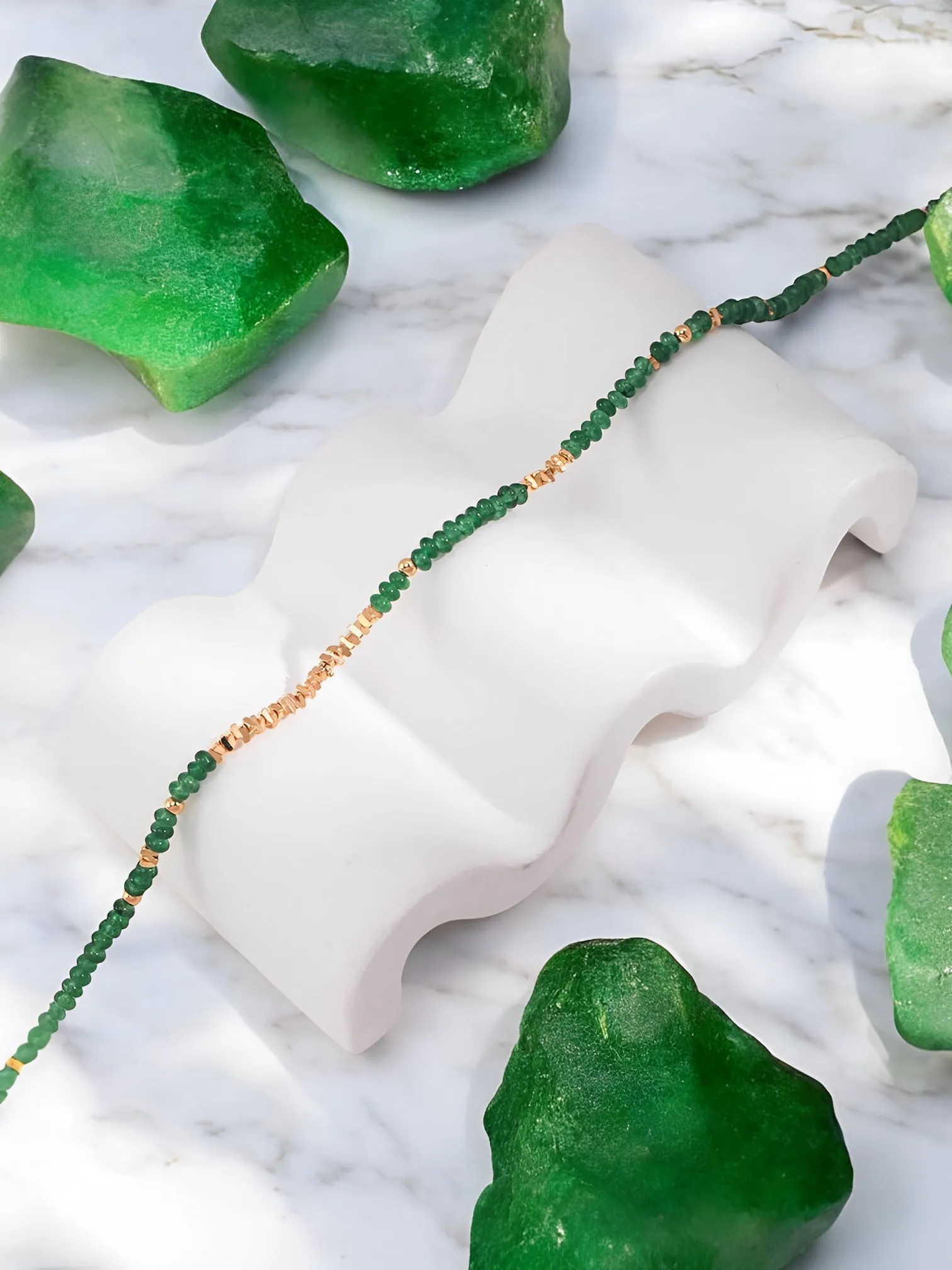 Emilia - Synthetic Emerald Beaded Necklace