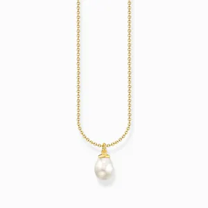 Essentials Sterling Silver Gold Plated Freshwater Pearl Necklace KE2238-430-14-L45V