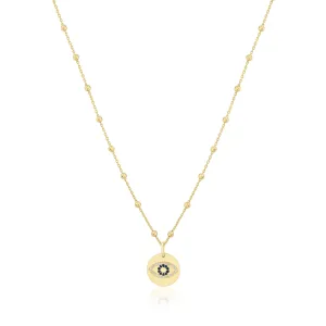 Evil Eye Disc Charm Ball Chain Necklace