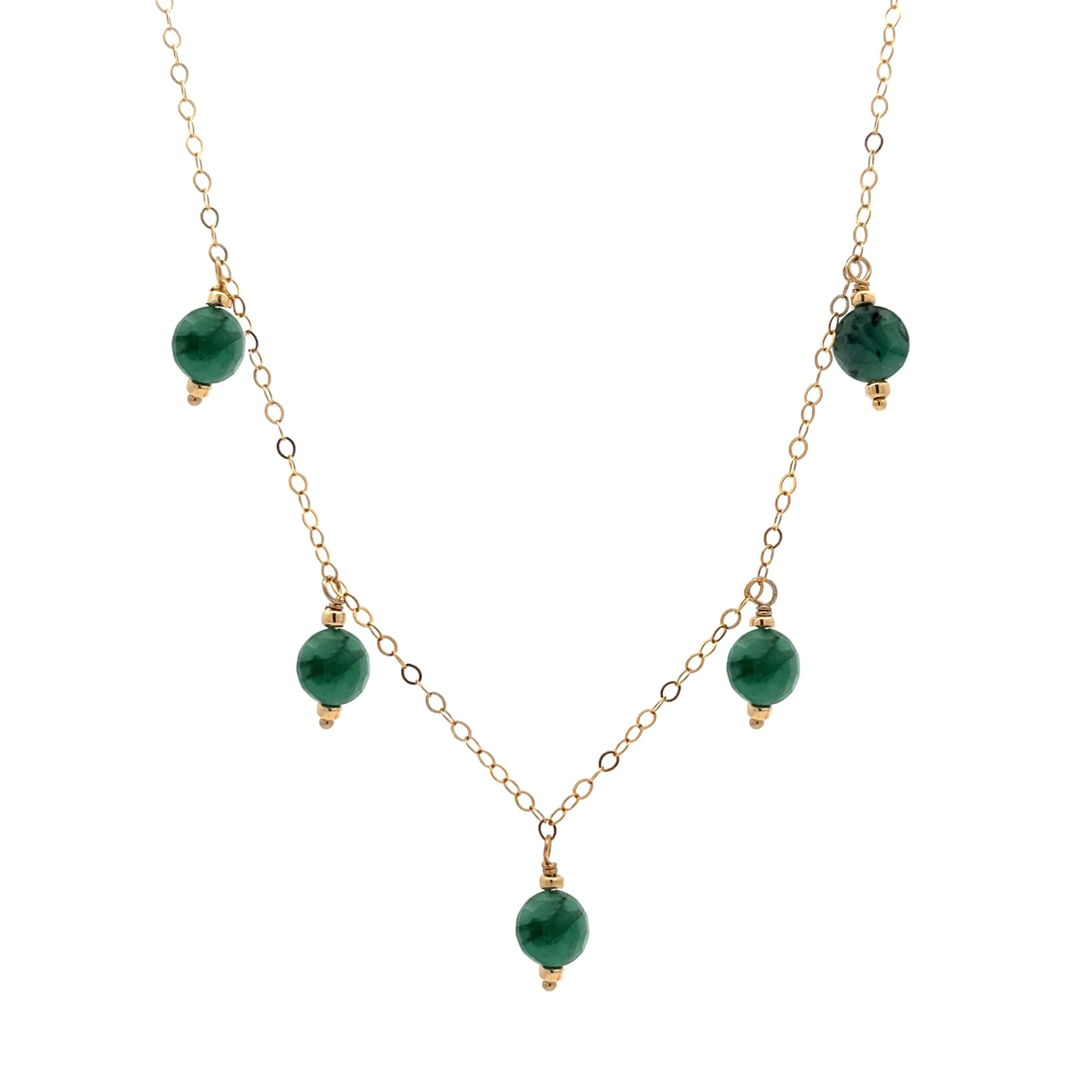 faceted emerald coin charm necklace