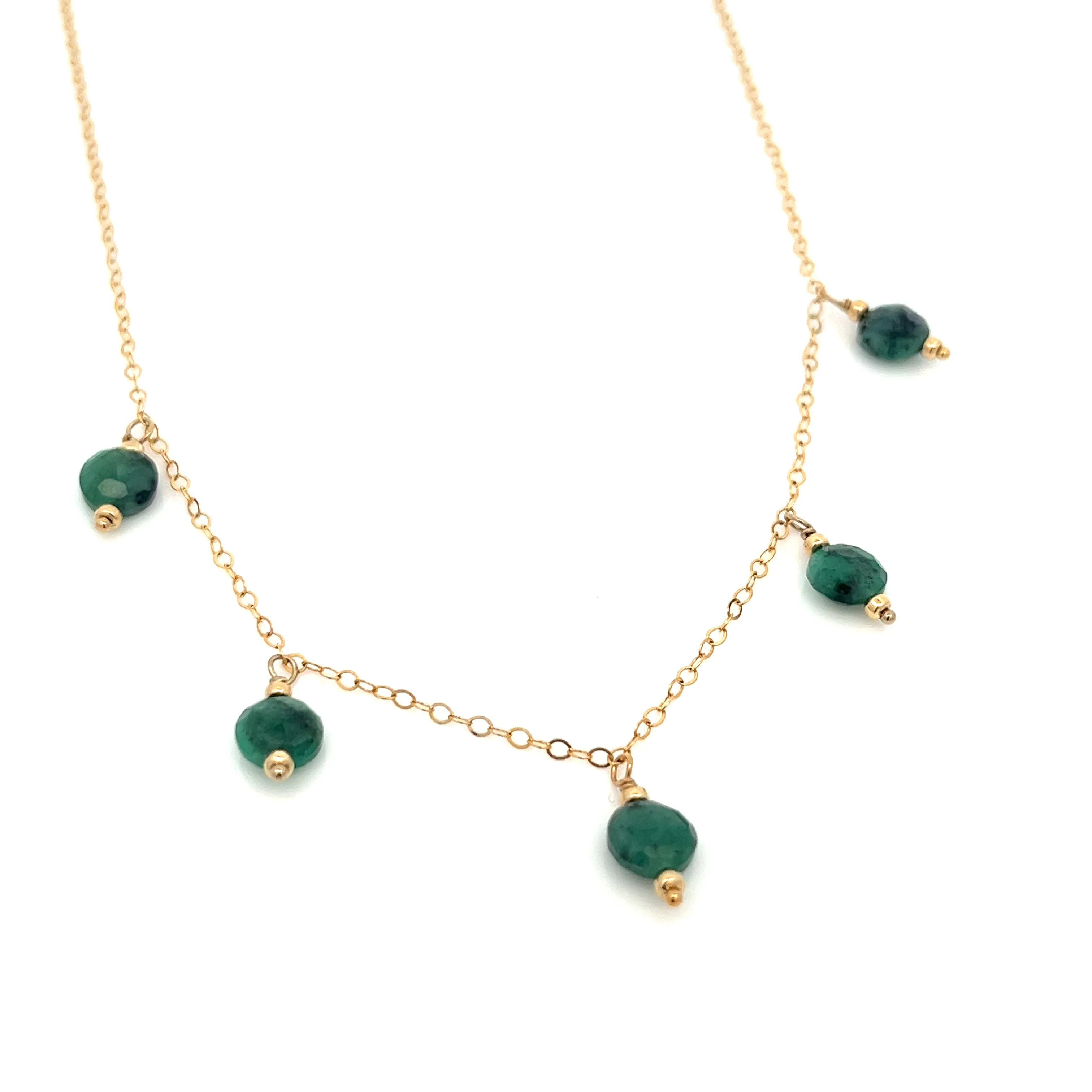 faceted emerald coin charm necklace