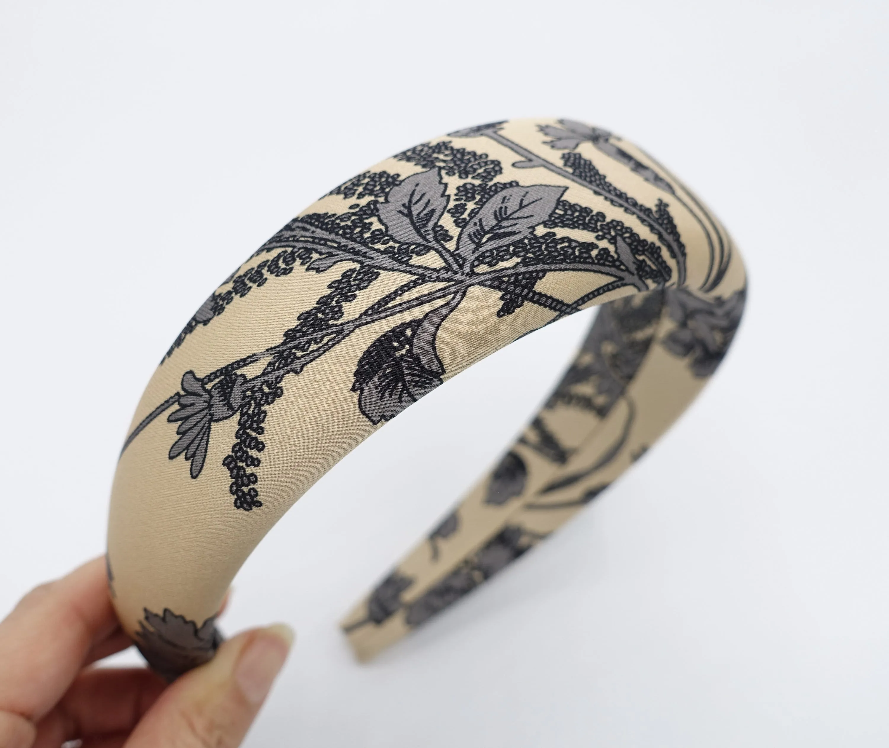 floral padded headband, satin floral headband, flower print headbands for women