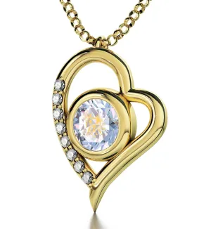 Gemini Sign, Sterling Silver Gold Plated (Vermeil) Necklace, Swarovski