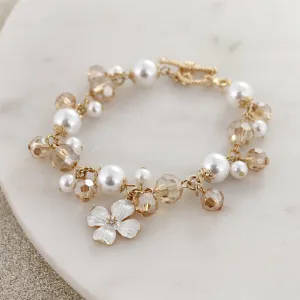 Glitzy Gold Dogwood Toggle Clasp Bracelet