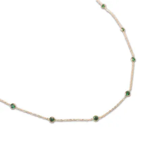 Gold Filled Emerald Satellite Necklace