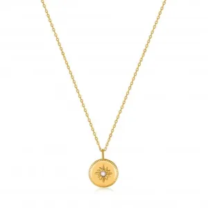 Gold Mother Of Pearl Sun Pendant Necklace N034-02G