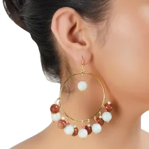 Gold Plated Balan Sunstone Ice jade Hoops