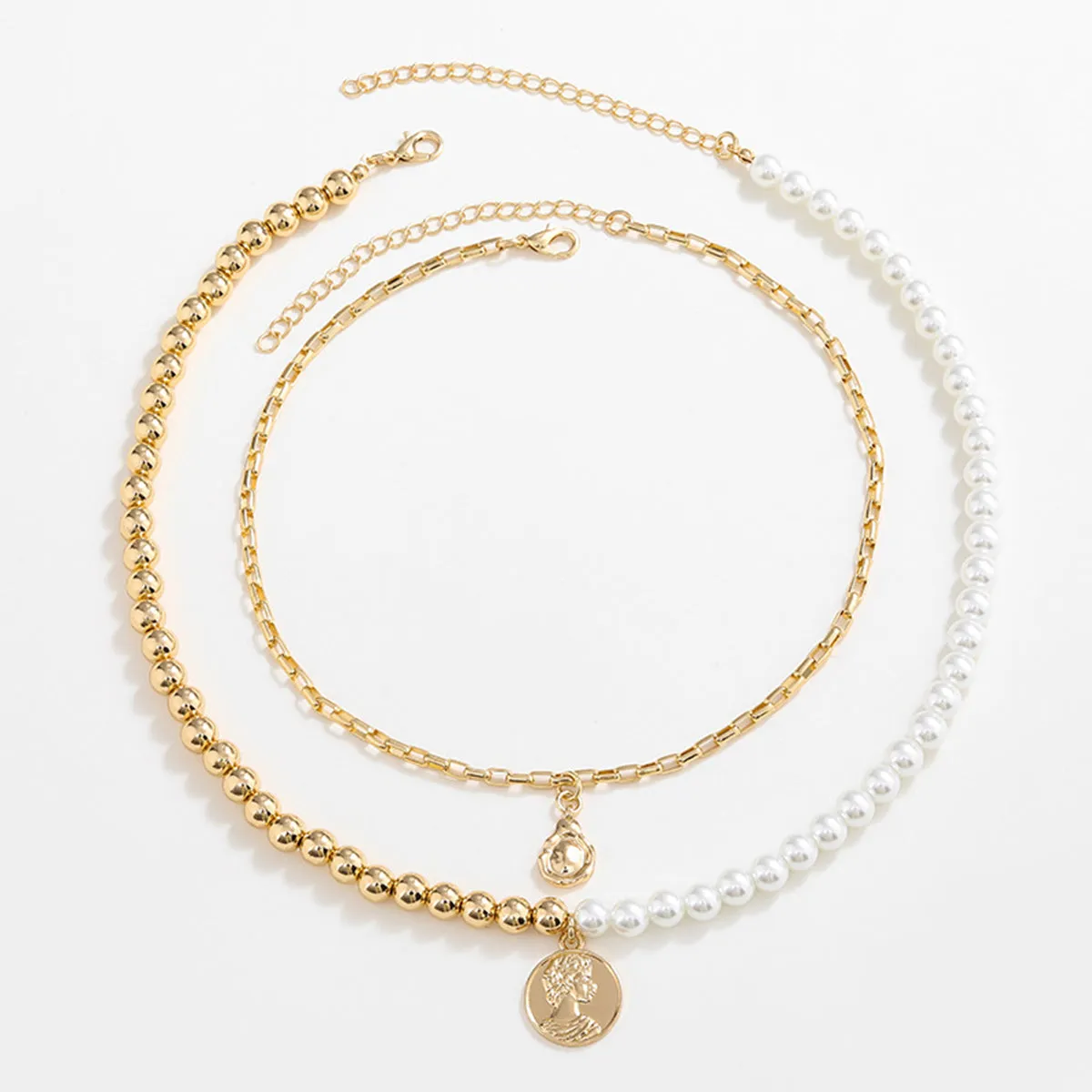 Gold-Plated Glass Pearl Necklace