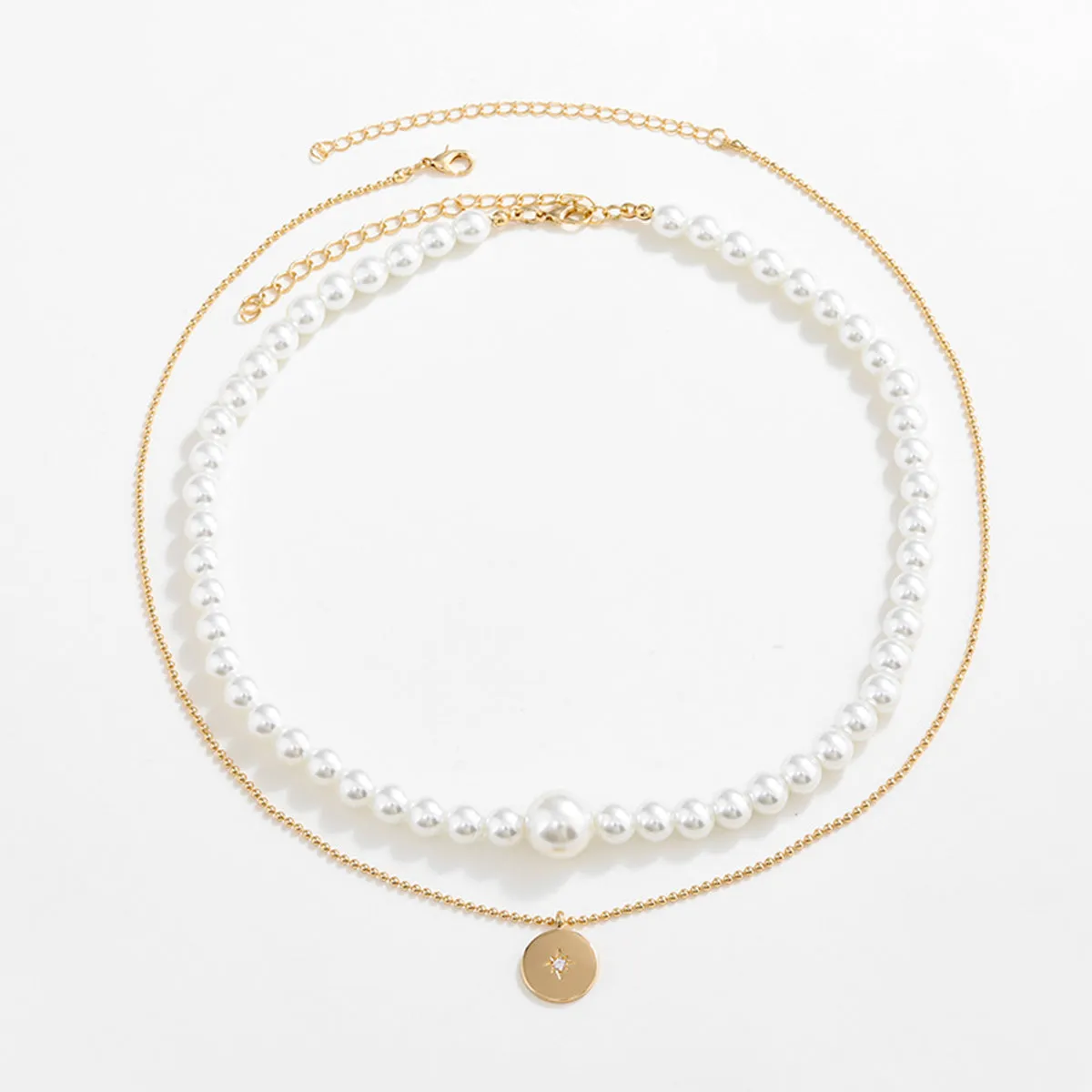 Gold-Plated Glass Pearl Necklace