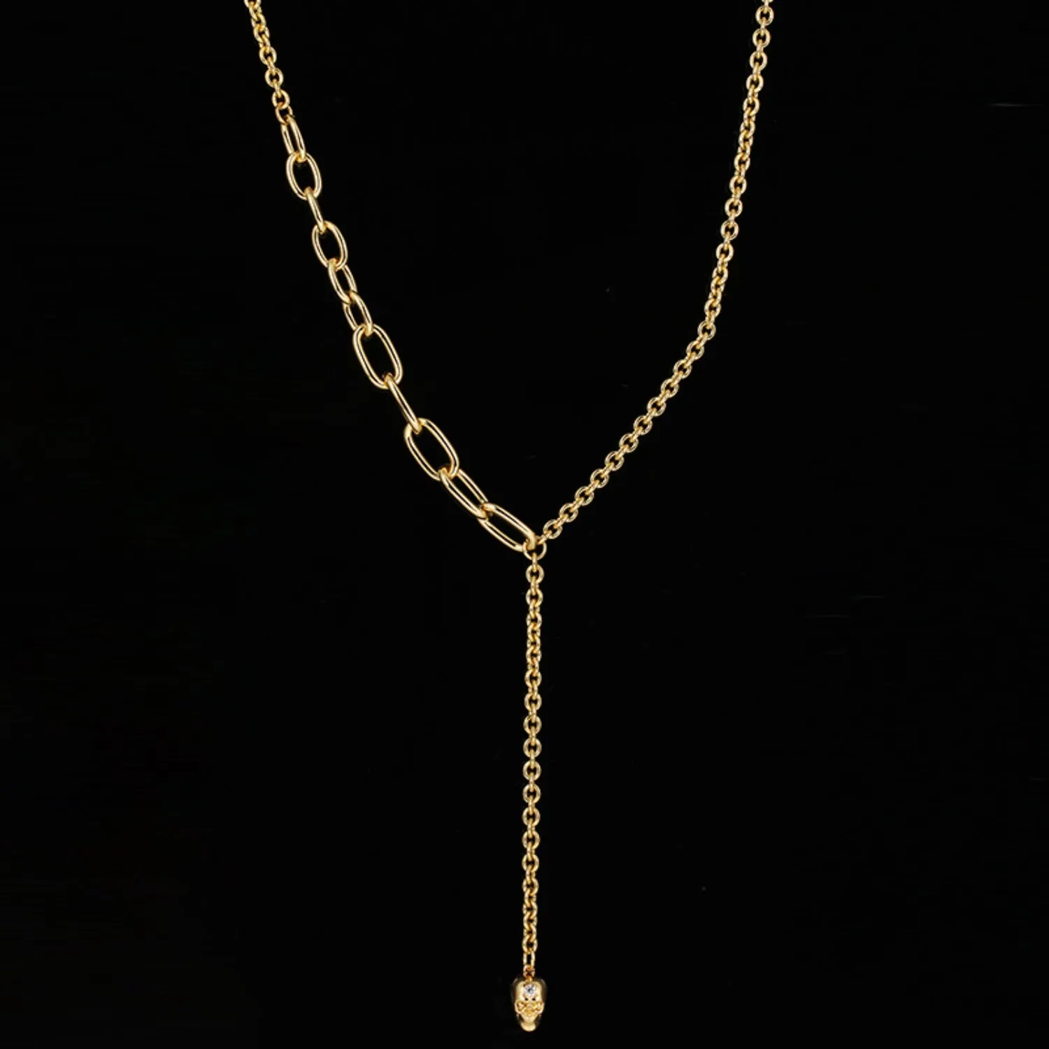 Gold-Plated Skull Pendant Necklace