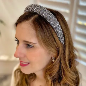 Grey Sparkly Headband Beaded Headband