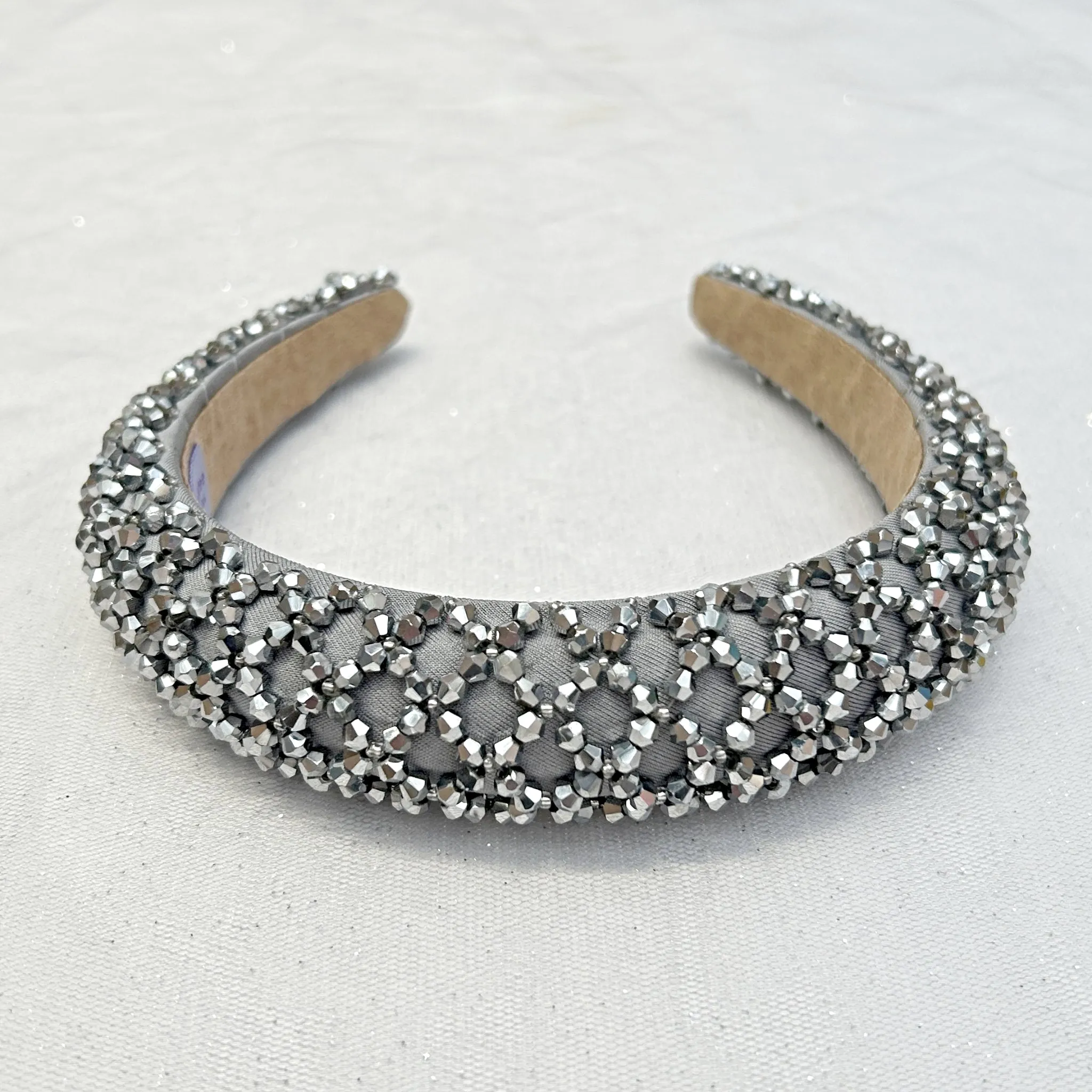 Grey Sparkly Headband Beaded Headband