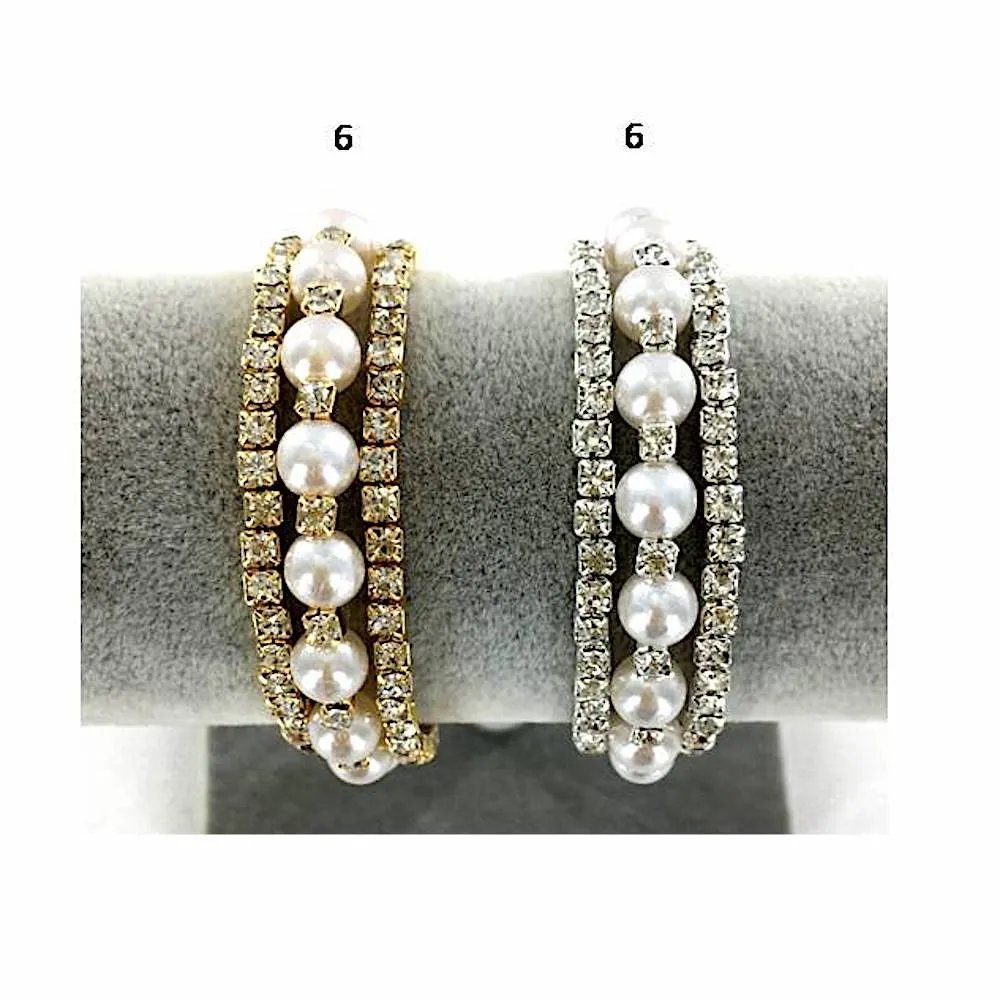 GYH11953 - Rhinestone Pearl Bracelet Cuff