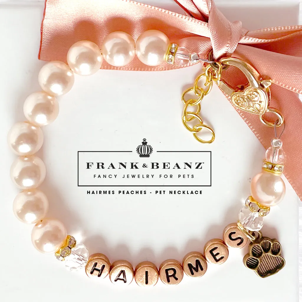 Hairmes Peaches Pearl Dog Necklace Dog Paw Luxury Pet Jewelry