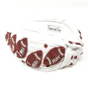 Hand Beaded Football Knot Headband