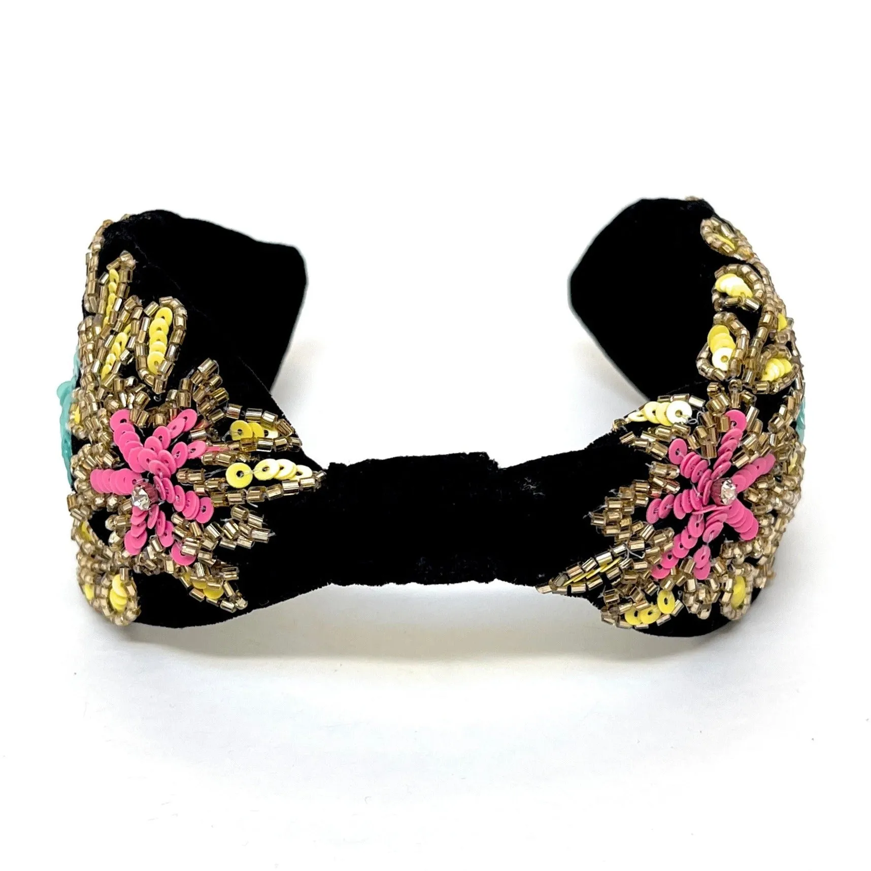 Hand Beaded Sequin Floral Headband