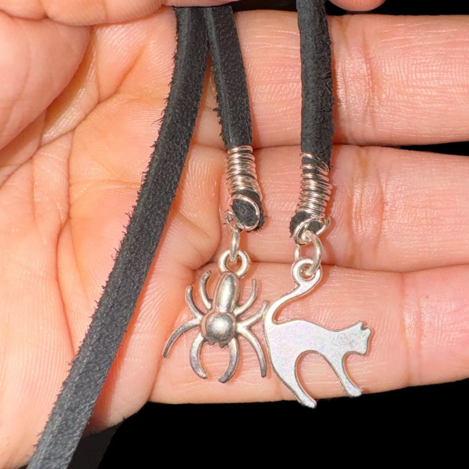 Hand Crafted Silver Blend Witches Hat With Garnet & Adjustable Leather Necklace