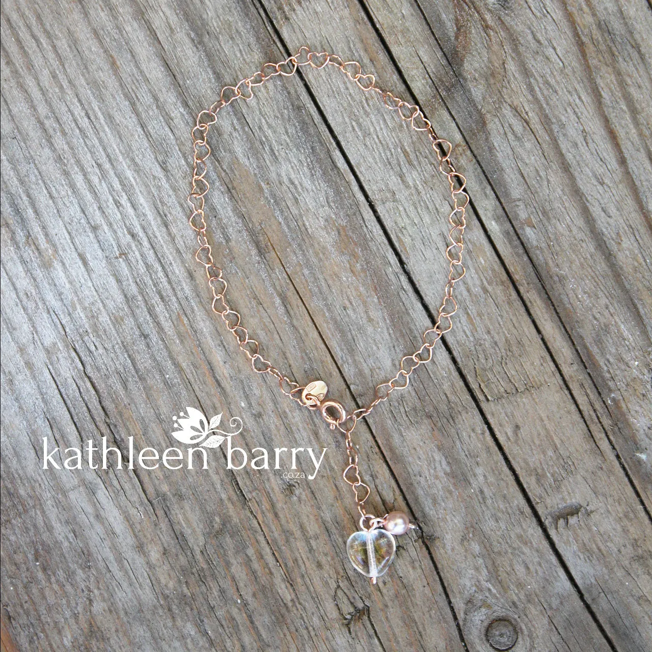 Heart chain bracelet, Sterling silver or Rose gold plated over sterling silver - Limited stock