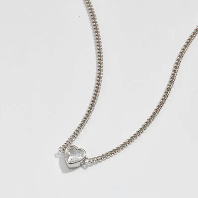 Heart Necklace Zircon 925 Sterling Silver Dainty Nickel Free Luxury Necklaces