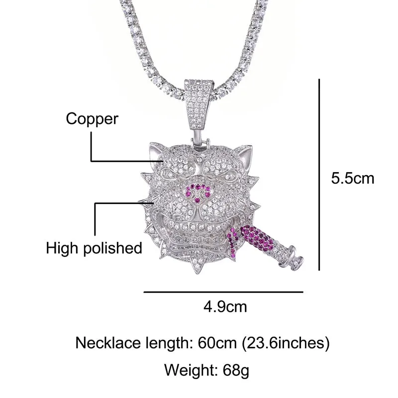 Ice Shark. Zircon CZ Dog Necklace