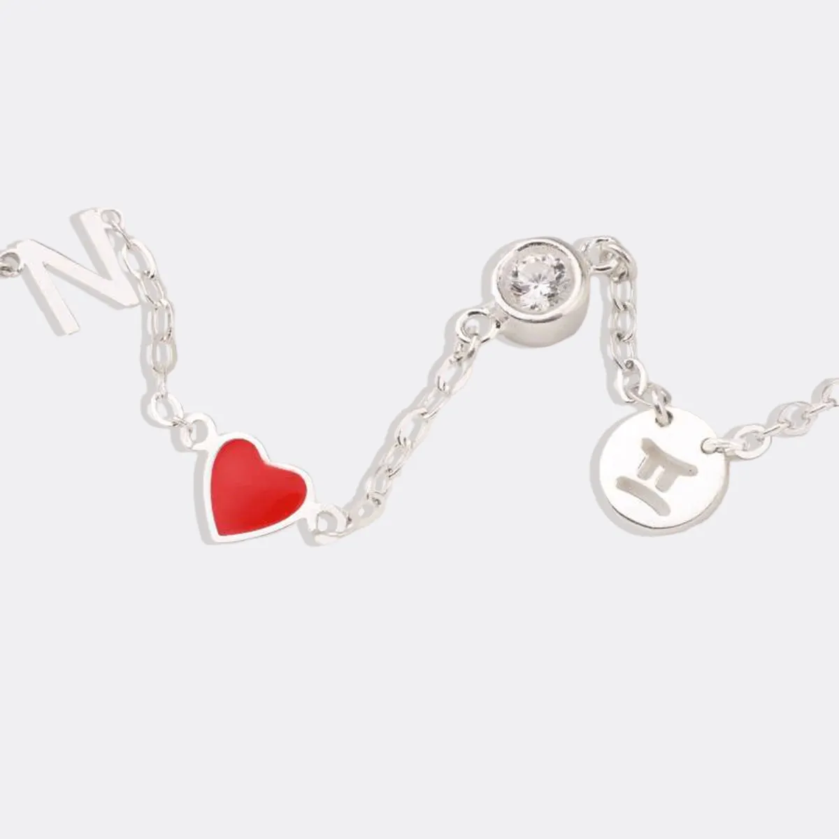 Initial Heart Necklace with Diamond and Zodiac Accent