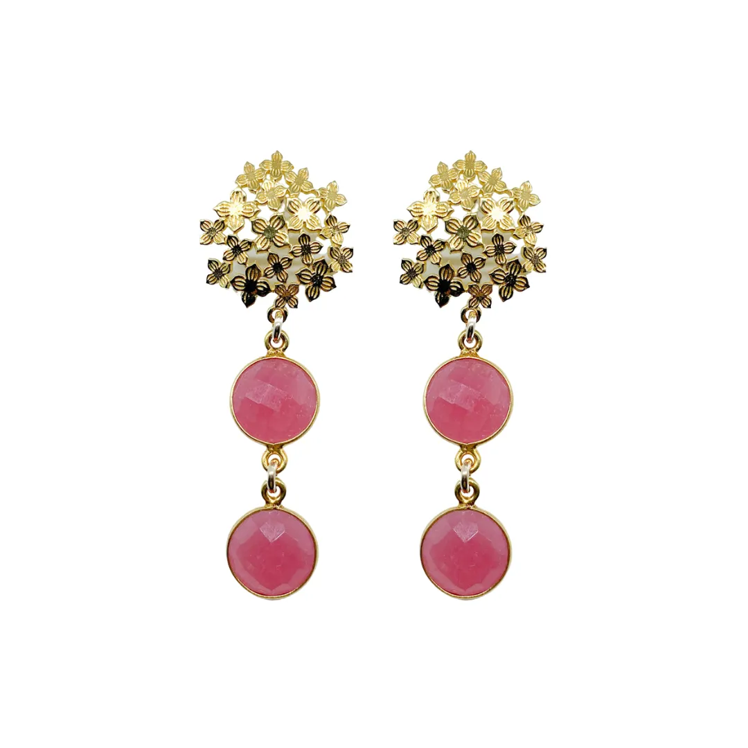 Jardin Hydrangea Pink Jade Drop Earrings