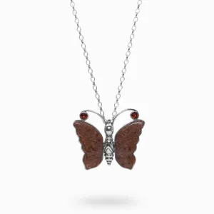 Jasper and Garnet Butterfly Necklace