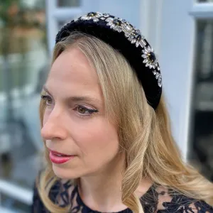 Jewelled Headband in Black Padded Headband