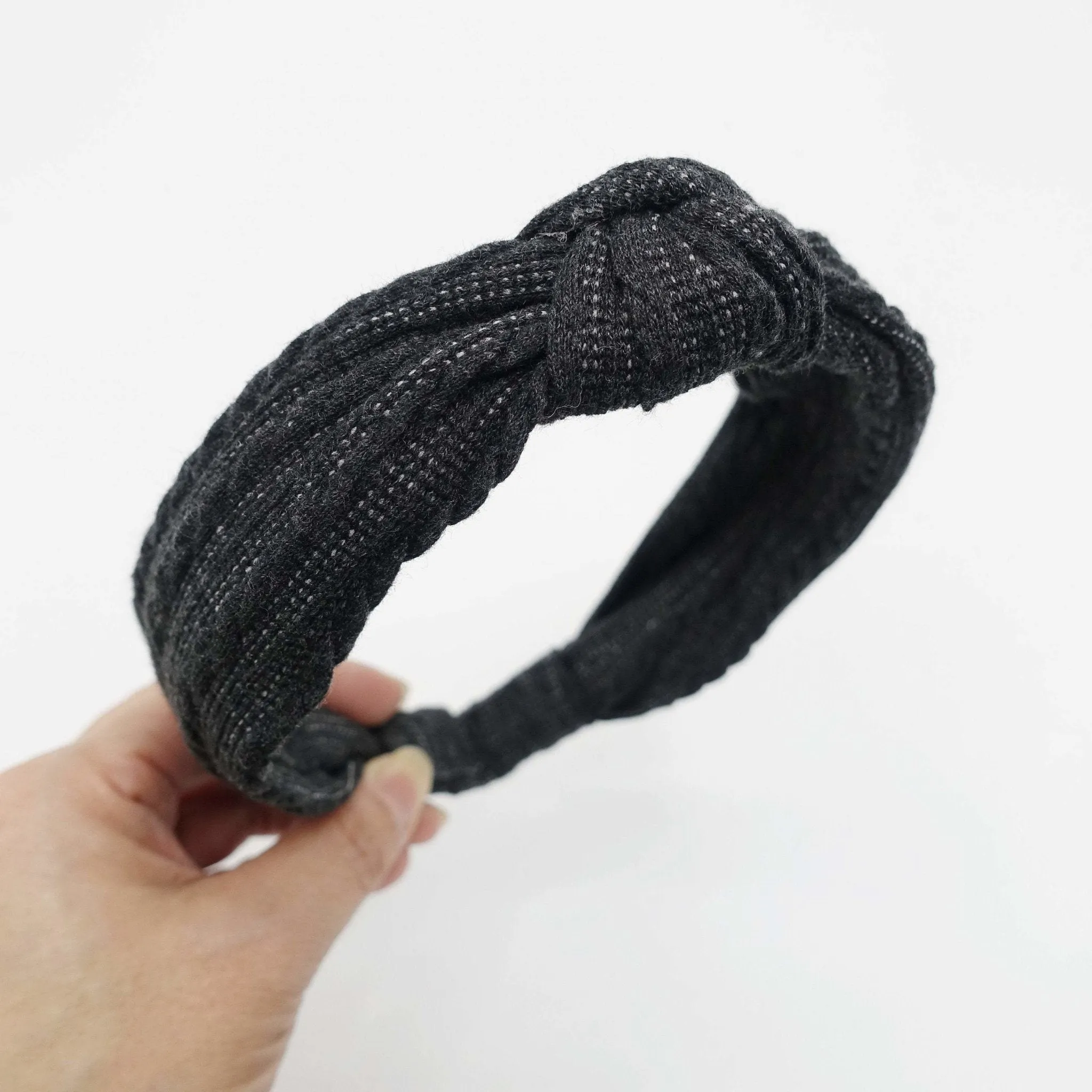 knit braided pattern headband narrow top knot hairband Fall Winter women hair accessory