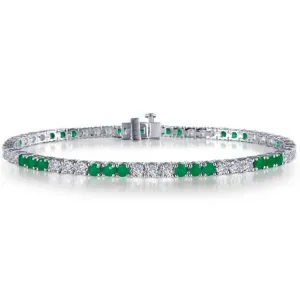 Lafonn Simulated 6 Carat Emerald and Diamond Tennis Bracelet