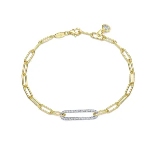 Lafonn Simulated Diamond Two-Tone Paperclip Bracelet B0165CLT75