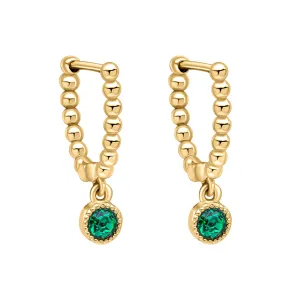 Laura Ashley Stippled Green Crystal Gold Tone Hoop Earrings E6533