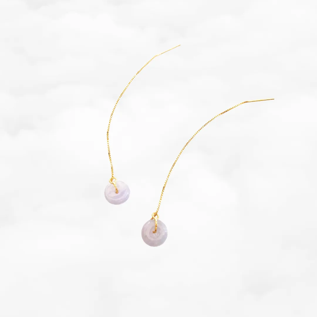 Lavender Purple Jadeite Thread Earrings