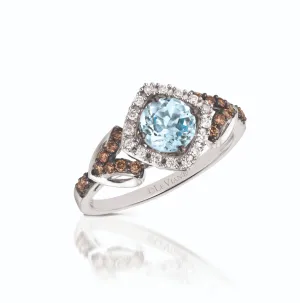 Le Vian Chocolatier Sea Blue Aquamarine Compass Halo Ring