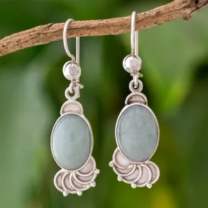 Light Green Jade Oval Dangle Earrings from Guatemala - Siren Song in Light Green | NOVICA