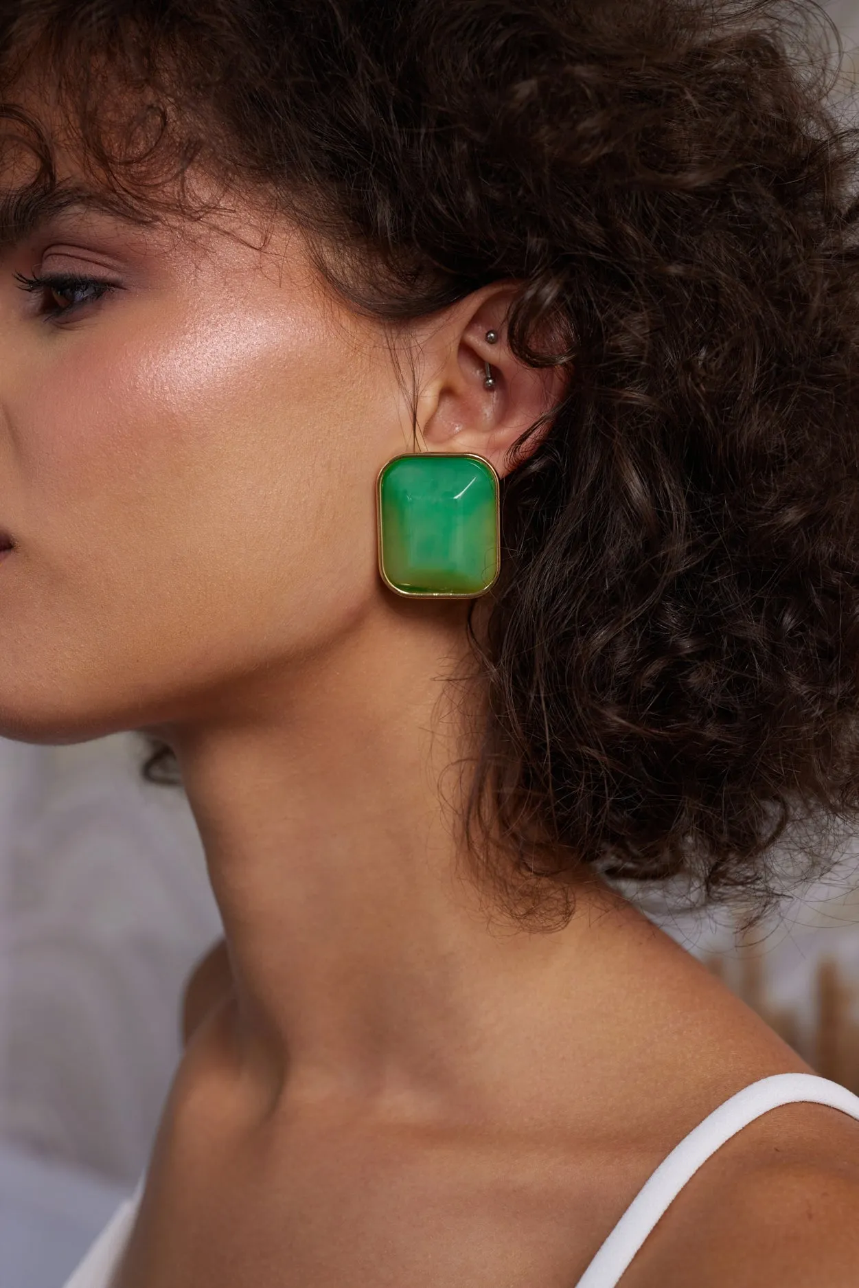 Light Ming Jade Clip On Earrings