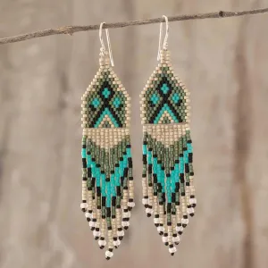 Long Beaded Waterfall Earrings - Santiago Kites | NOVICA