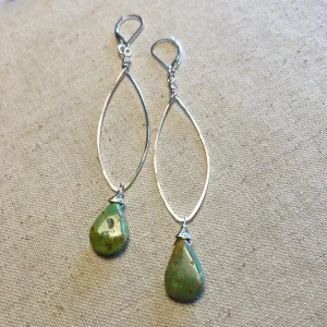 Long Green Turquoise Earrings