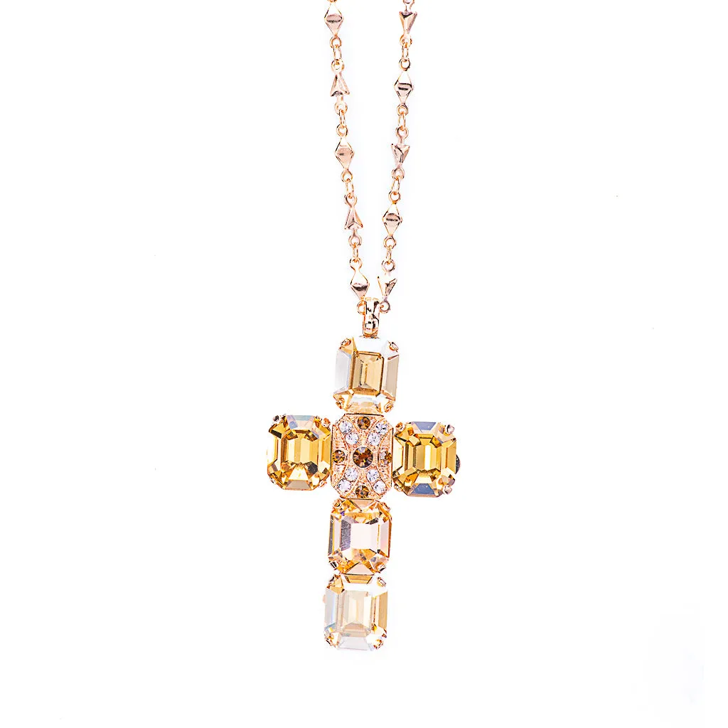 Lovable Emerald Cut Cross Pendant in "Chai" *Custom*