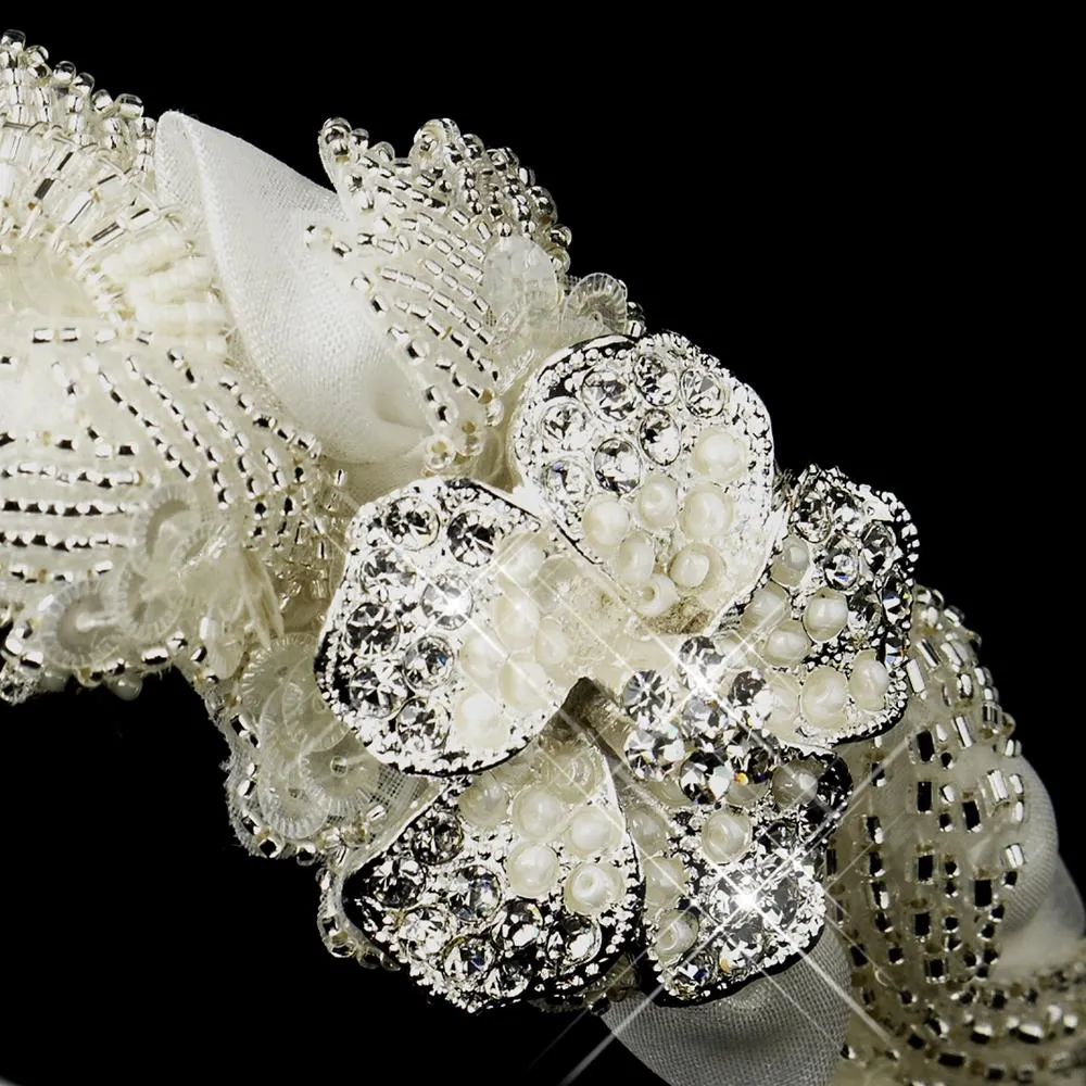 Lovely Crystal Silk Double Side Accented Bridal Floral Headband