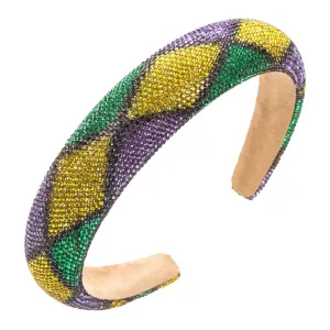 Mardi Gras Diamond Pattern Rhinestone Headband