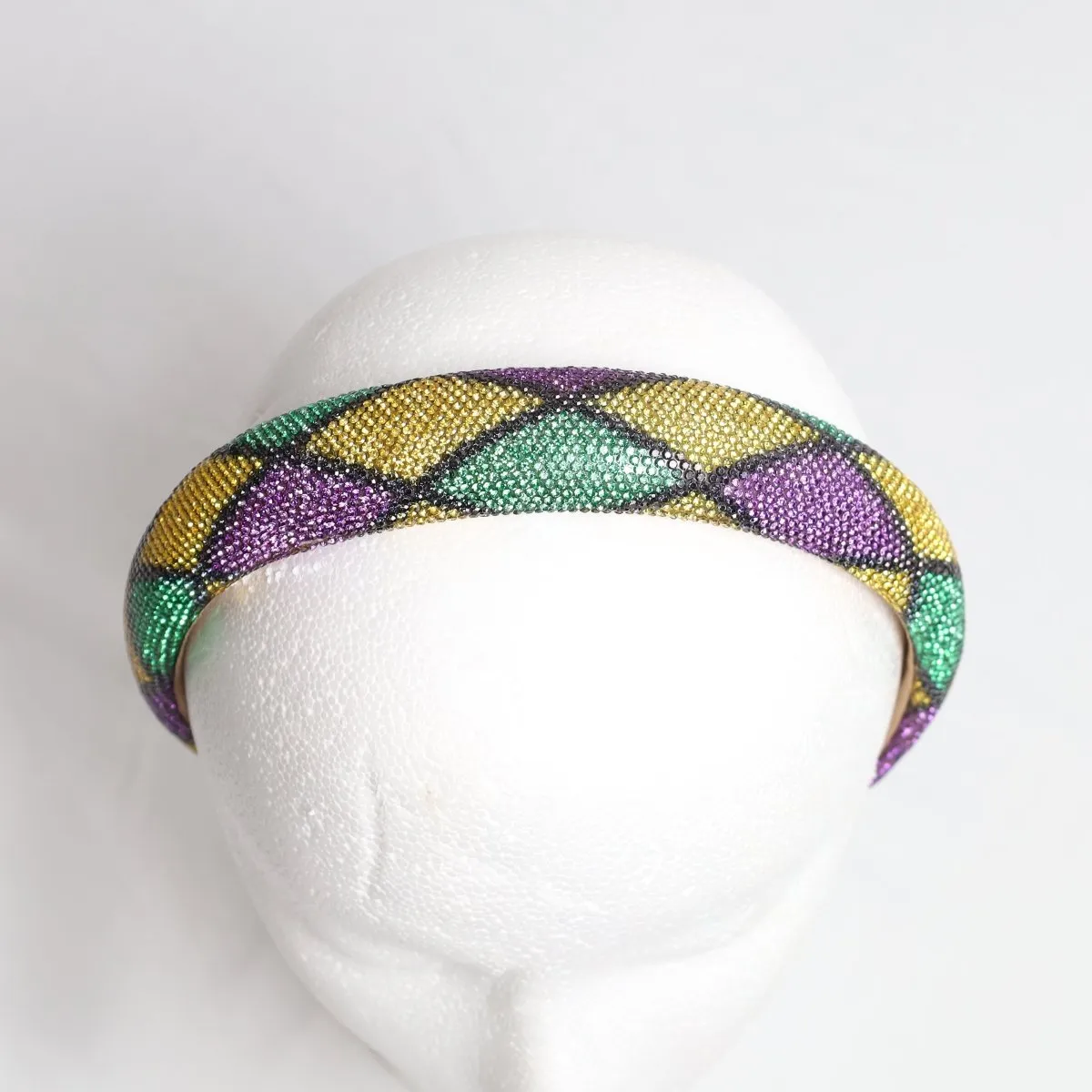 Mardi Gras Diamond Pattern Rhinestone Headband