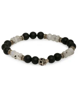 Matte Onyx and Rutilated Moonstone Beaded Bracelet