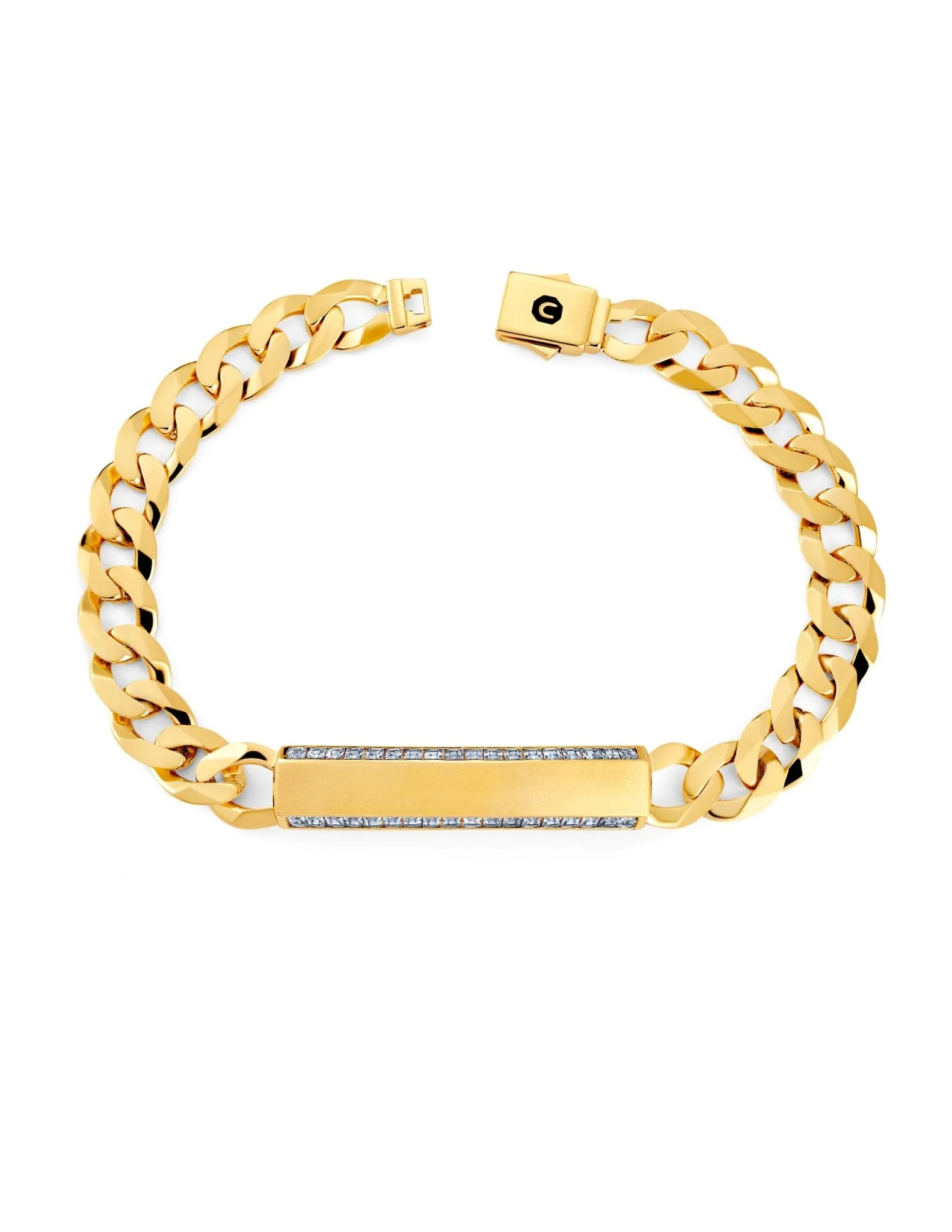 Men's Curb Chain ID Bracelet in Gold