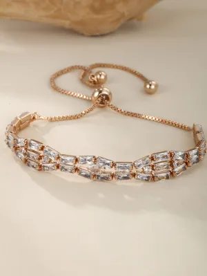 Micro-encrusted with diamonds, fashionable, simple and personalized, stretchable and adjustable bracelet