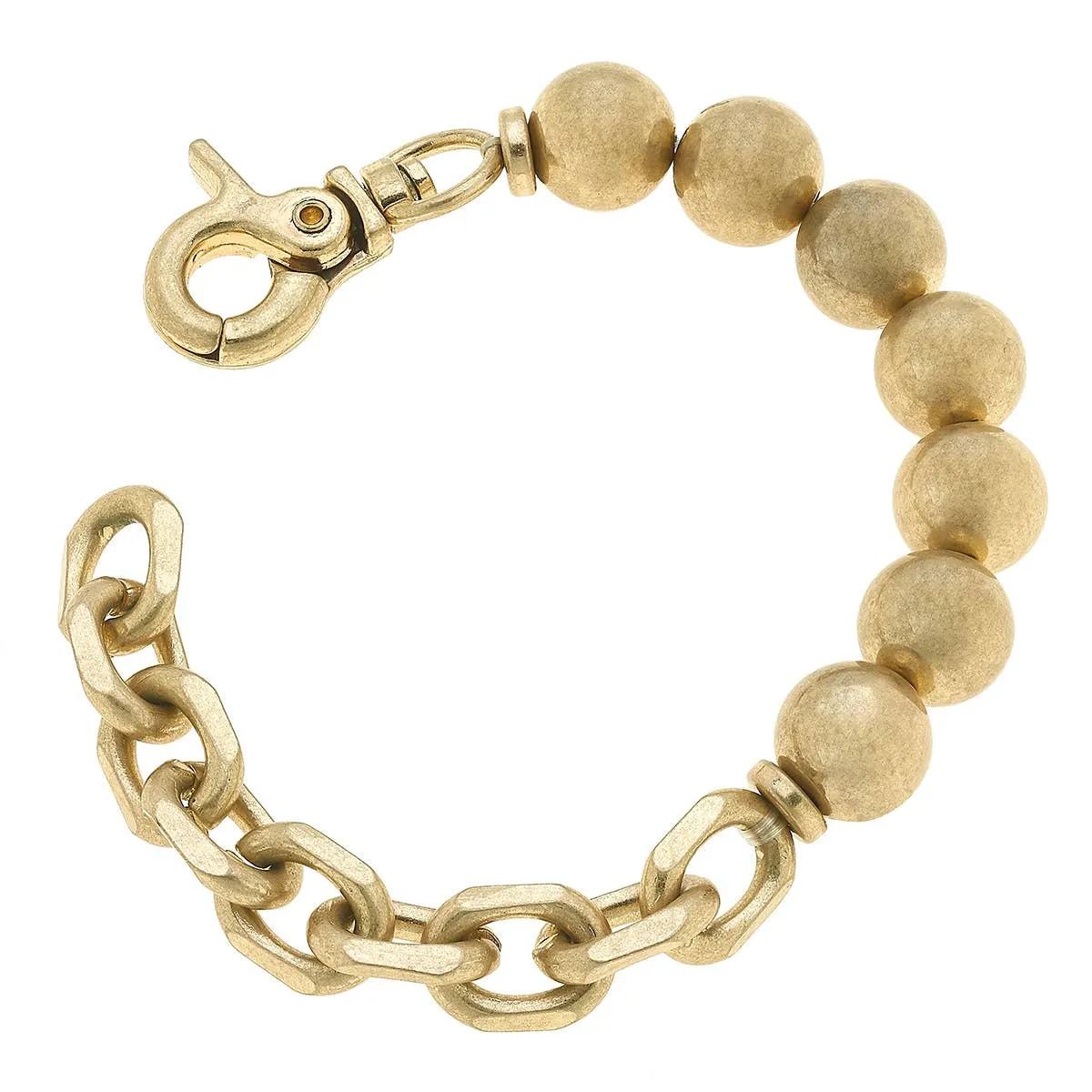 Mila Ball Bead Chunky Chain Bracelet in Worn Gold