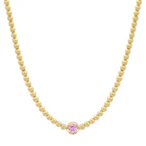 Mini Bezel Tennis Necklace With Illusion Set Pink Sapphire Center