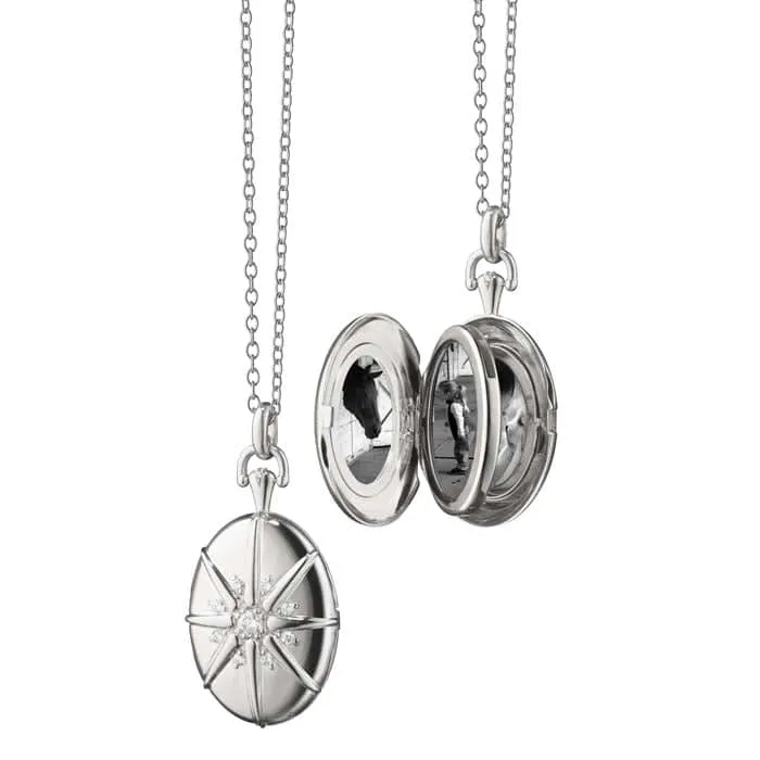 Monica Rich Kosann White Sapphire 4-Image Midi Locket in Sterling Silver