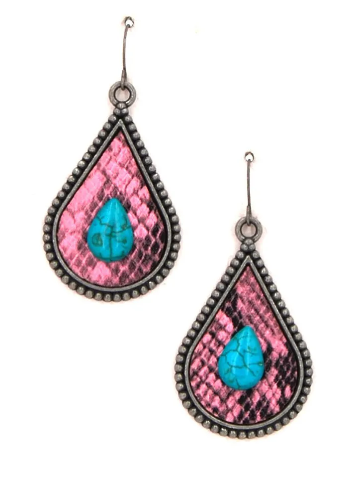 Montana West Animal Print Teardrop Turquoise Earrings